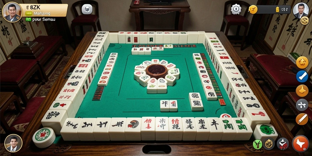 Screenshot dari gameplay 8ZK menunjukkan aksi Mahjong yang seru.