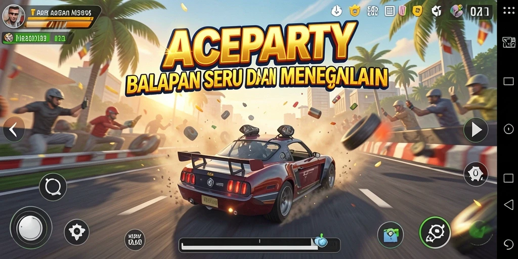Tampilan gameplay balapan yang mendebarkan dan penuh aksi.