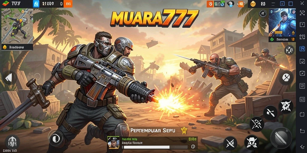 Screenshot gameplay MUARA777 menampilkan aksi seru dalam pertempuran Battle Royale.