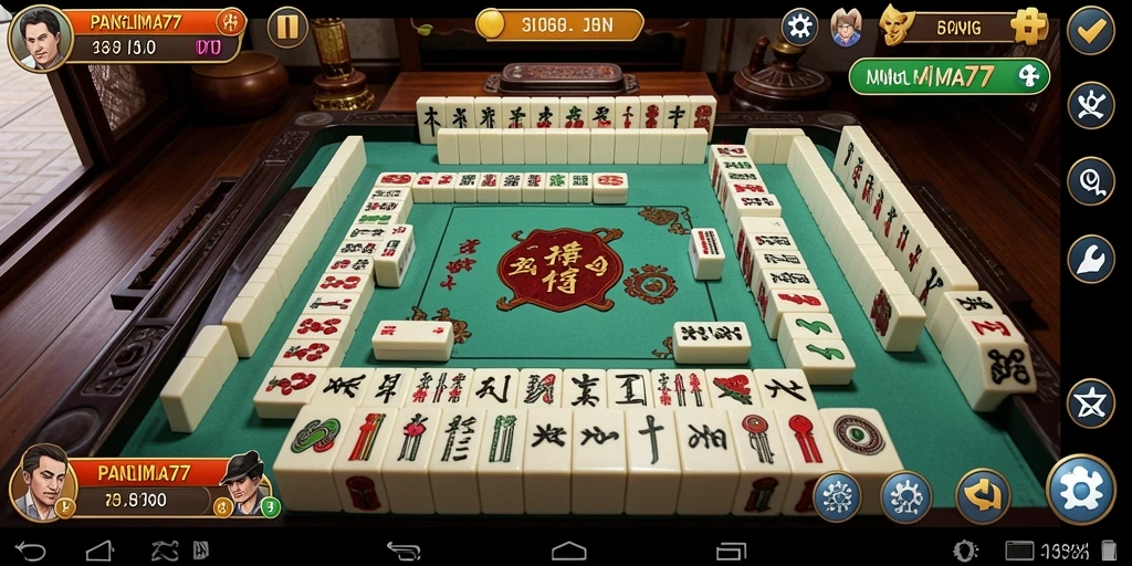 Tampilan gameplay seru PANGLIMA77 dengan batu Mahjong.
