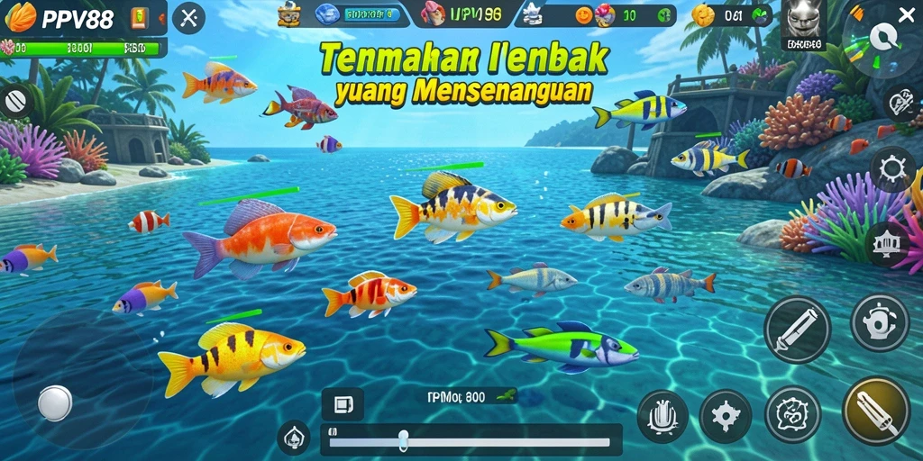 Tampilan gameplay seru Tembak Ikan PPV88.