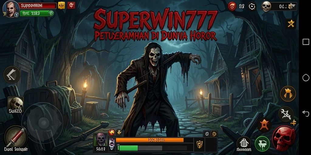 Tampilan mendebarkan gameplay di <strong>SUPERWIN777</strong> dengan suasana horor yang mencekam.