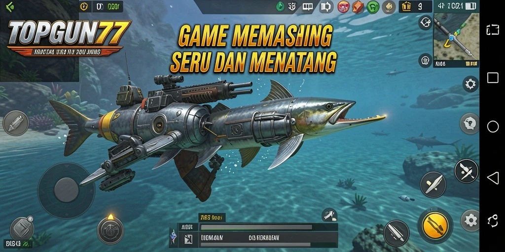 Gameplay seru dalam memancing ikan besar di TOPGUN77.