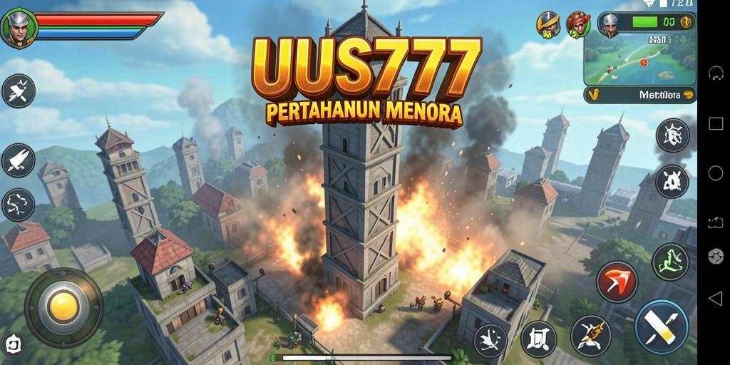 Screenshot gameplay menegangkan dalam UUS777 Tower Defense.