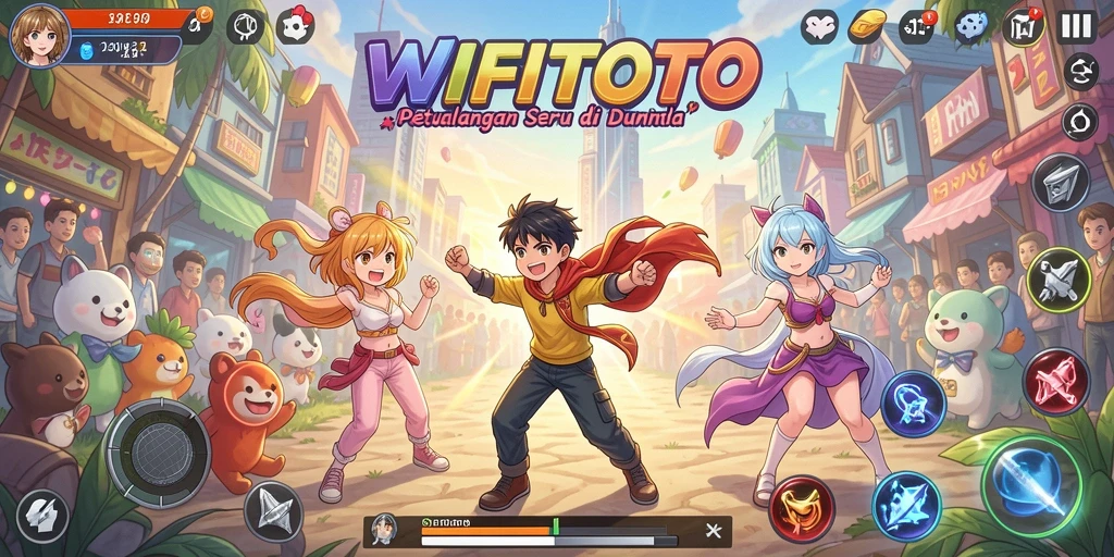 Tampilan gameplay WIFITOTO yang menampilkan pertarungan karakter anime.